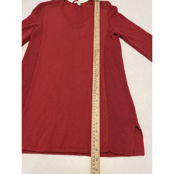 J Jill Size XS Sweater Red Long Sleeve Tunic Length Cotton Blend - Picture 7 of 7